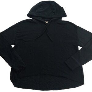 Chaser Women's Hi-Low Hoodie Sweatshirt Size Small Black Fleece Raw Hem